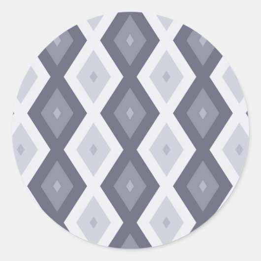 Sticker Rond Nuances de bleu gris motif diamant (Devant)