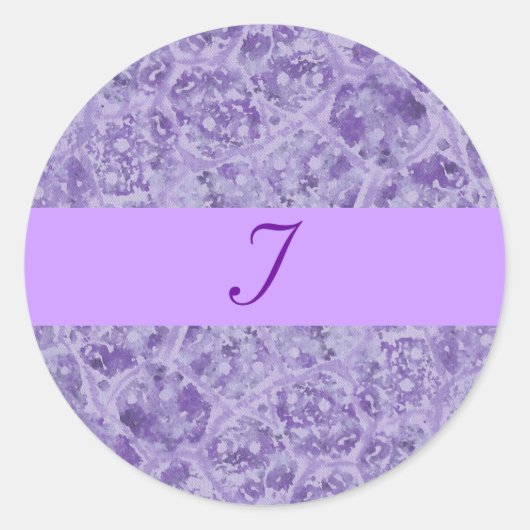 Sticker Rond Nuances de Mariage de monogramme violet (Devant)