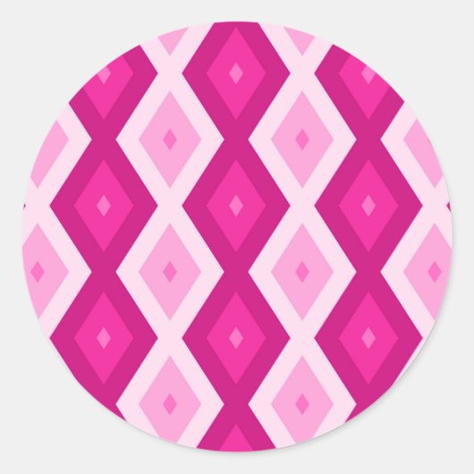 Sticker Rond Nuances de motif de diamant fuchsia (Devant)