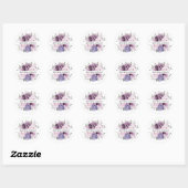 Sticker Rond Nuances de pourpre Dusty fleurs Mariage Merci (Feuille)