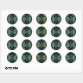 Sticker Rond ~ Nuances de vert noir or jaune fractal ~ (Feuille)