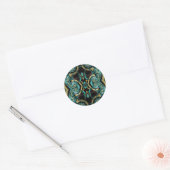 Sticker Rond ~ Nuances de vert noir or jaune fractal ~ (Enveloppe)