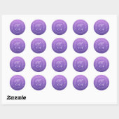 Sticker Rond Nuances simples de violet Mariage Monogramme Date (Feuille)