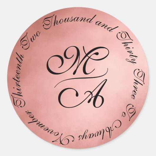 Sticker Rond Nuances simples du Mariage de monogramme de brouss (Devant)