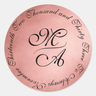 Sticker Rond Nuances simples du Mariage de monogramme de brouss