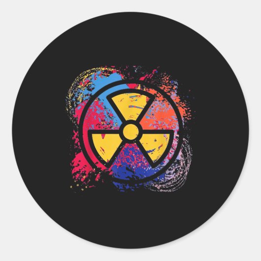Sticker Rond Nuclear Medicine Radiation Symbol Colorful Radiolo (Devant)