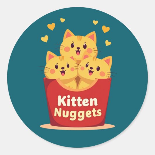 Sticker Rond Nuggets de chaton – 100% adorable, zéro poulet (Devant)
