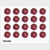Sticker Rond NUIT AVEC ROSE rose Fuchsia Jaune Noir (Feuille)