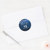 Sticker Rond Nuit Bleue & Argent Chaîne Lumières Mariage Faveur (Enveloppe)