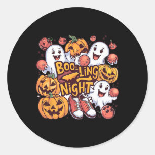 Sticker Rond Nuit de Boo-ling - Graphique drôle d'Halloween Épo