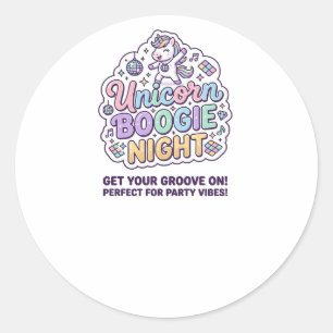 Sticker Rond Nuit de Boogie Licorne Gras Typographie Graphique