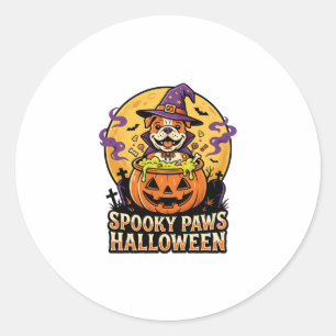 Sticker Rond Nuit de citrouille de bouledogue d'Halloween
