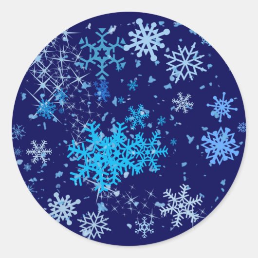 Sticker Rond Nuit de Noël neige (Devant)