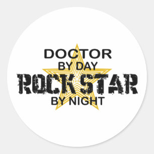 Sticker Rond Nuit de vedette du rock de docteur