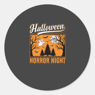 Sticker Rond Nuit d'horreur d'Halloween Forêt Fantôme Rétro