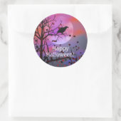 Sticker Rond Nuit du Corbeau d'Halloween (Sac)