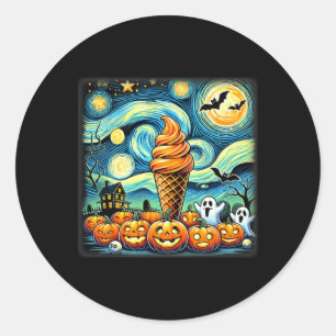 Sticker Rond Nuit étoile Crème de glace cône Halloween