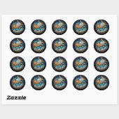 Sticker Rond Nuit étoilée (Feuille)