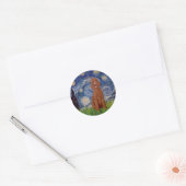 Sticker Rond Nuit étoilée - Caniche rouge foncé #1 (Enveloppe)