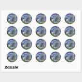 Sticker Rond Nuit étoilée - chat bleu russe 2 (Feuille)