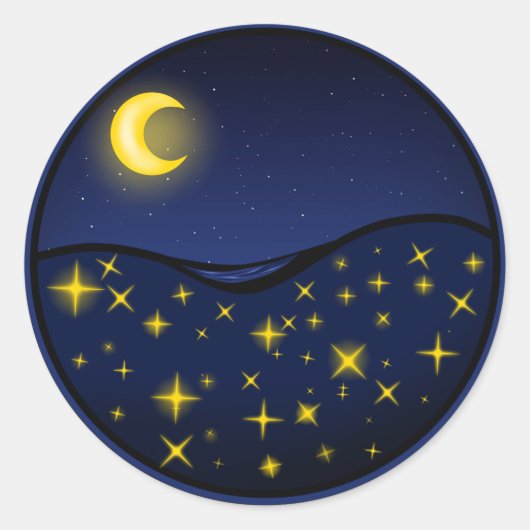 Sticker Rond nuit étoilée dans une bouteille (Devant)