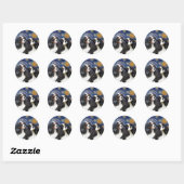 Sticker Rond Nuit étoilée - Deux Cavaliers Tri couleur Cavalier (Feuille)