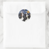 Sticker Rond Nuit étoilée - Deux Cavaliers Tri couleur Cavalier (Sac)