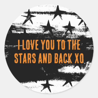 Sticker Rond Nuit étoilée. Je t'aime aux étoiles et au dos xo