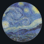 Sticker Rond "Nuit étoilée" par Van Gogh<br><div class="desc">Ce design présente une reproduction en très haute résolution du célèbre tableau "Starry Night" de Van Gogh.</div>