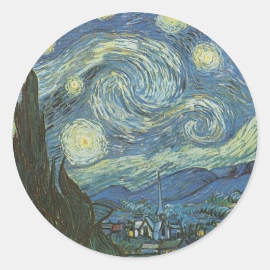 Sticker Rond Nuit étoilée par Vincent Van Gogh (Devant)