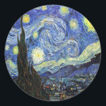 Sticker Rond Nuit étoilée Par Vincent Van Gogh 1889<br><div class="desc">A ma connaissance,  ces images sont du domaine public et sont censées être libres d'utilisation sans restriction aux Etats-Unis. Veuillez me contacter si vous découvrez que ces images ne sont pas du domaine public.</div>