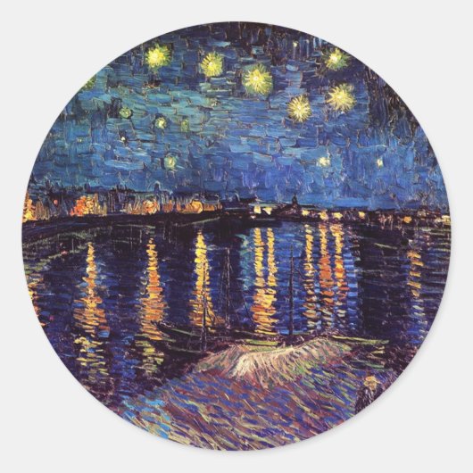 Sticker Rond Nuit étoilée sur le Rhône par Van Gogh (Devant)