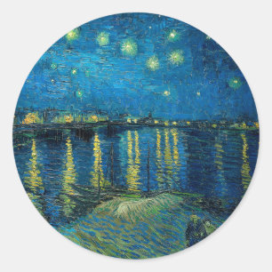Sticker Rond Nuit étoilée sur le Rhône   Vincent van Gogh