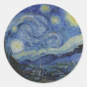 Sticker Rond Nuit étoilée & Van Gogh /art vintage célèbre
