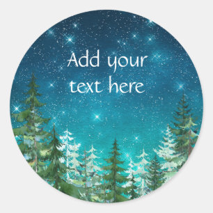 Sticker Rond Nuit légère de forêt d'étoile