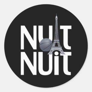 Sticker Rond Nuit Nuit Nuit de basket-ball Tour de Paris mot fr