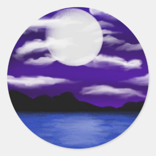Sticker Rond Nuit remplie par lune par suicide de Chrystal