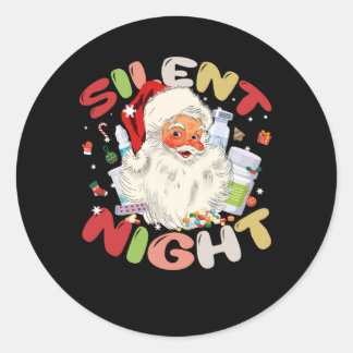 Sticker Rond Nuit silencieuse Infirmière Icu Père Noël Noël int