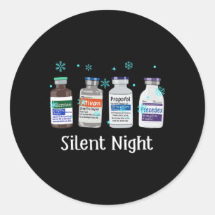 Sticker Rond Nuit Silencieuse Rétro Infirmière De Réanimation D