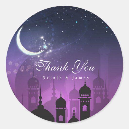 Sticker Rond Nuits arabes Morocain Clair de lune pourpre (Devant)
