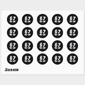 Sticker Rond Number 67 Matching Six Seven 6 7 Meme 6-7 Hallowee (Feuille)