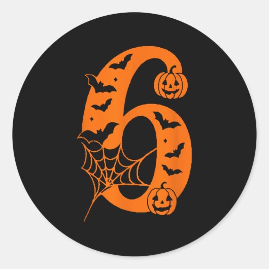 Sticker Rond Number 6 Funny Meme Saying 6 7 Six Seven Halloween (Devant)