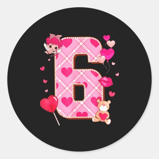 Sticker Rond Number 6 Matching 67 Meme 6 7 Couple Matching Vale (Devant)