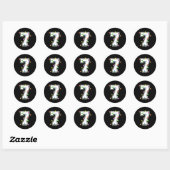 Sticker Rond Number 7 7th Birthday Boy Christmas Happy Birthday (Feuille)
