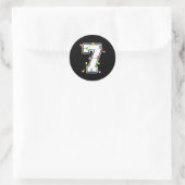 Sticker Rond Number 7 7th Birthday Boy Christmas Happy Birthday (Sac)
