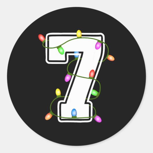 Sticker Rond Number 7 7th Birthday Boy Christmas Happy Birthday (Devant)