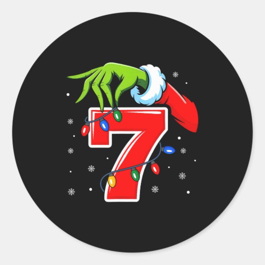 Sticker Rond Number 7 Matching 67 Meme Christmas Elf Hand Boys (Devant)