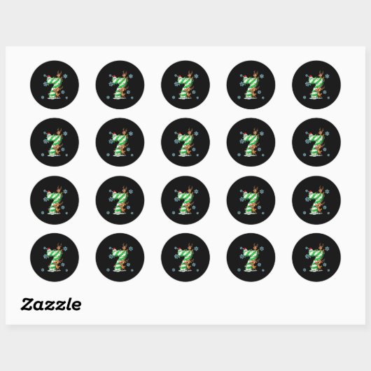 Sticker Rond Number 7 Six Seven Gen Z Alpha Slang Ugly Christma (Feuille)