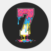 Sticker Rond Number 7 Team Srts Ice Cream Drip Matching Varsity (Devant)