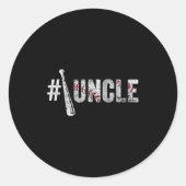 Sticker Rond Number One Baseball Uncle Fathers Day Funny Baseba (Devant)
